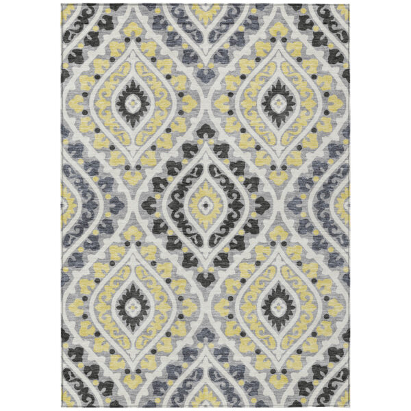 10' X 14' Gray Silver And Charcoal Floral Washable Indoor Outdoor Area Rug