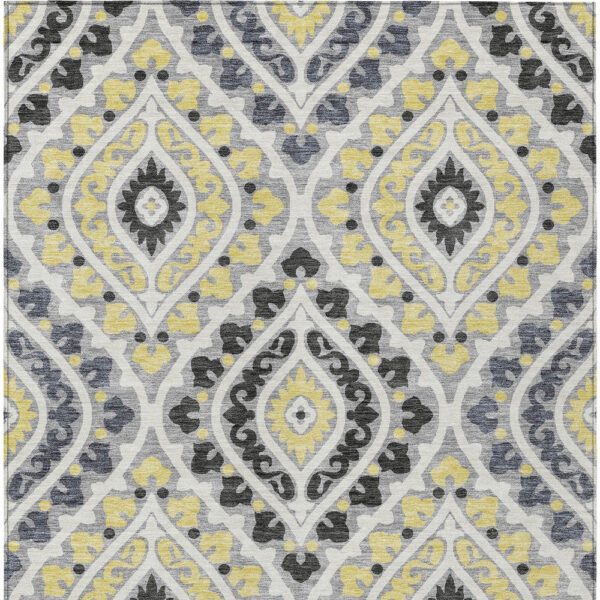 10' X 14' Gray Silver And Charcoal Floral Washable Indoor Outdoor Area Rug