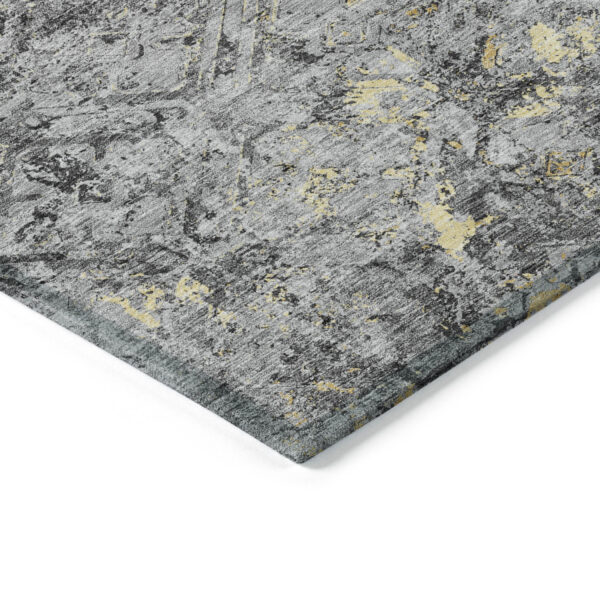 8' X 10' Gray Silver And Charcoal Geometric Washable Indoor Outdoor Area Rug
