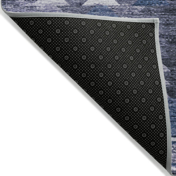 9' X 12' Navy Blue And Sky Blue Southwestern Washable Indoor Outdoor Area Rug
