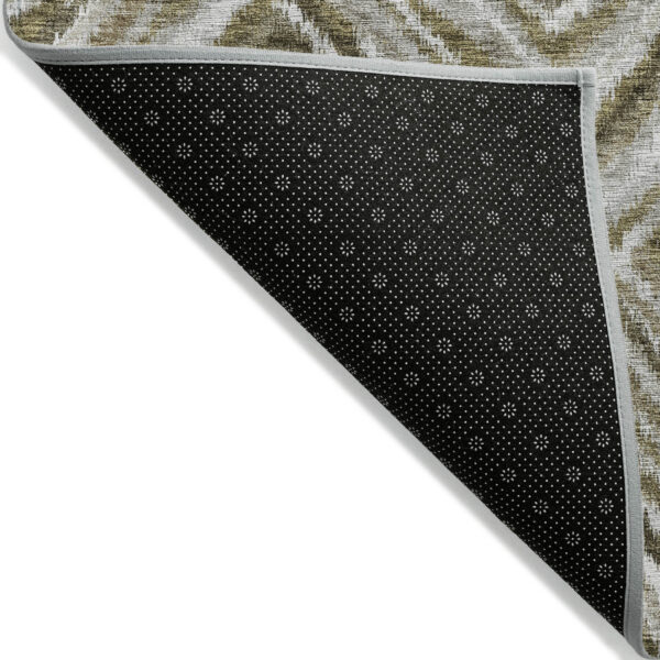 5' X 8' Brown Beige And Ivory Geometric Washable Indoor Outdoor Area Rug