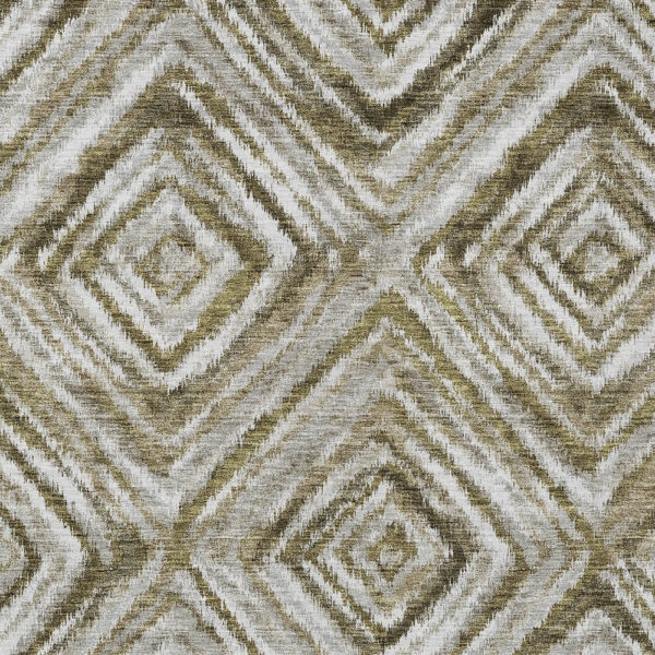 5' X 8' Brown Beige And Ivory Geometric Washable Indoor Outdoor Area Rug