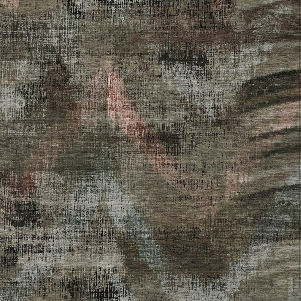 5' X 8' Brown Taupe And Salmon Abstract Washable Indoor Outdoor Area Rug