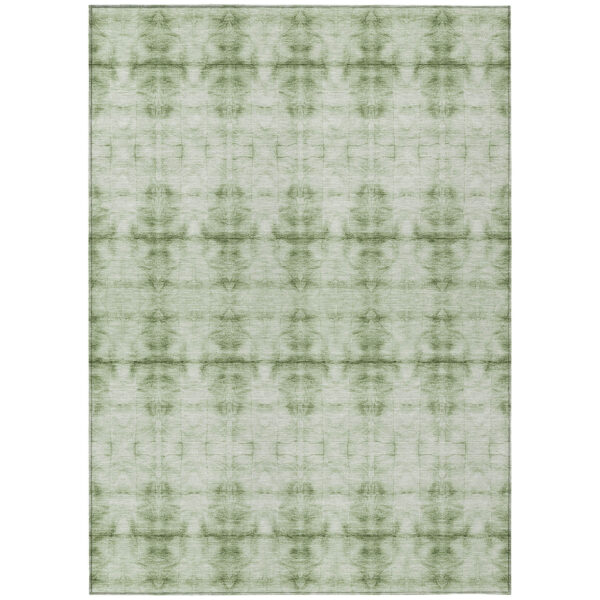 3' X 5' Sage And Green Geometric Washable Indoor Outdoor Area Rug