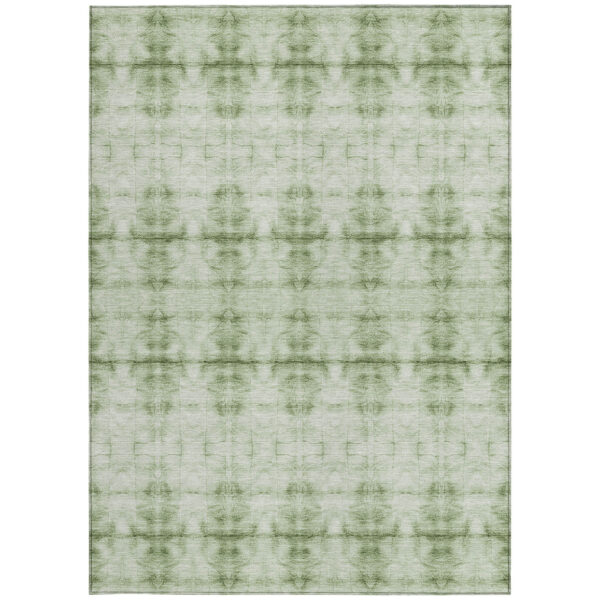 9' X 12' Sage And Green Geometric Washable Indoor Outdoor Area Rug