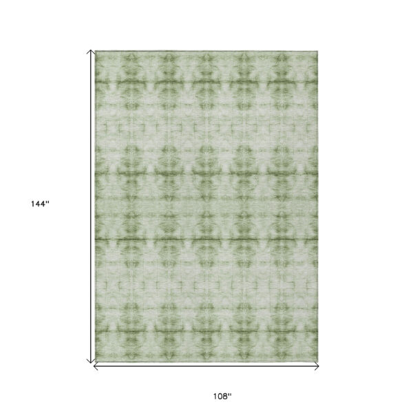 9' X 12' Sage And Green Geometric Washable Indoor Outdoor Area Rug