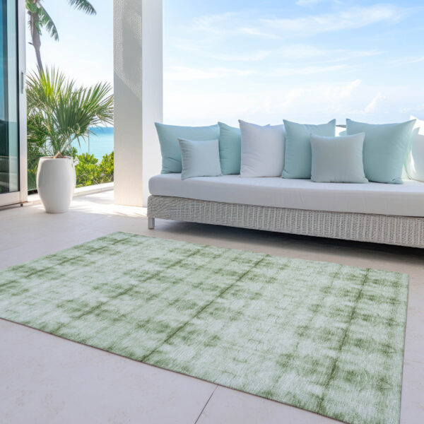 9' X 12' Sage And Green Geometric Washable Indoor Outdoor Area Rug