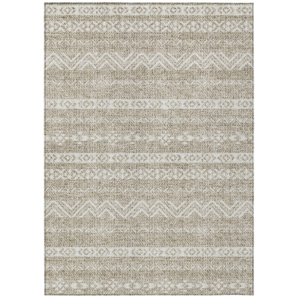 10' X 14' Beige And Ivory Southwestern Washable Indoor Outdoor Area Rug