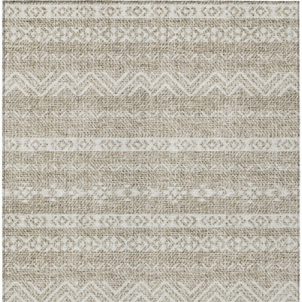 10' X 14' Beige And Ivory Southwestern Washable Indoor Outdoor Area Rug