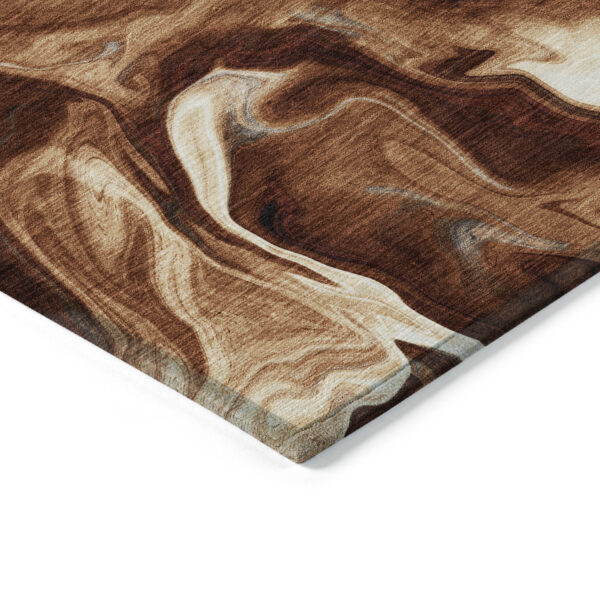 3' X 5' Orange Copper And Ivory Abstract Washable Indoor Outdoor Area Rug