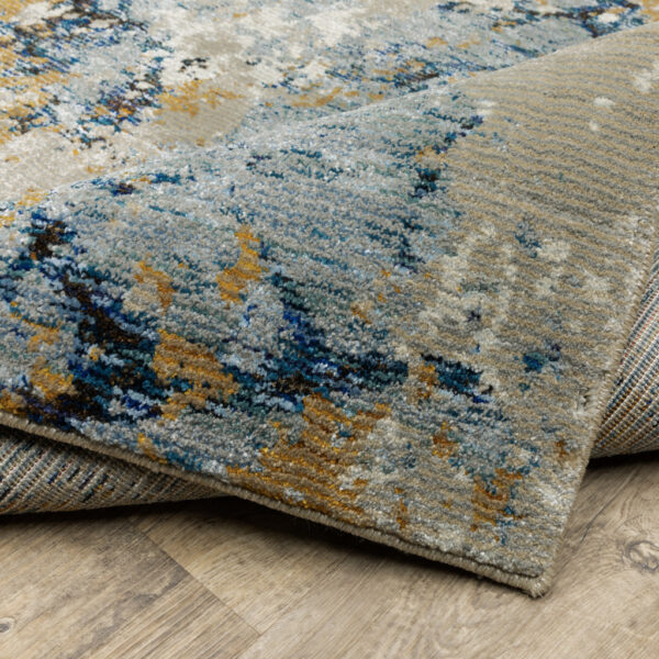 9' X 12' Gold Grey And Ivory Abstract Power Loom Stain Resistant Area Rug
