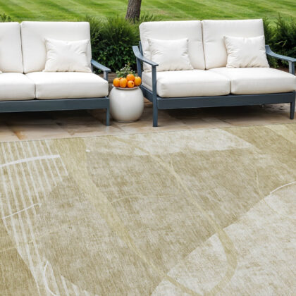 8' X 10' Beige Taupe And Tan Abstract Washable Indoor Outdoor Area Rug