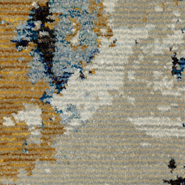 9' X 12' Gold Grey And Ivory Abstract Power Loom Stain Resistant Area Rug