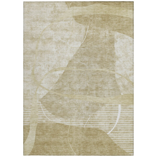 8' X 10' Beige Taupe And Tan Abstract Washable Indoor Outdoor Area Rug