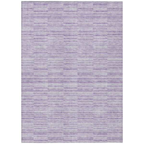 5' X 8' Plum And Purple Striped Washable Indoor Outdoor Area Rug