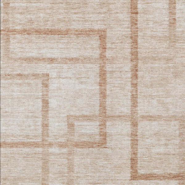 5' X 8' Copper And Brown Geometric Washable Indoor Outdoor Area Rug