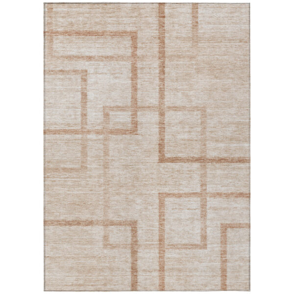 5' X 8' Copper And Brown Geometric Washable Indoor Outdoor Area Rug