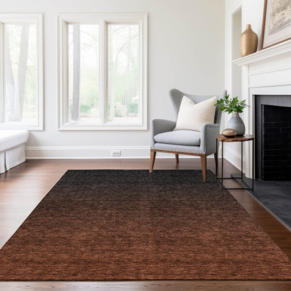 3' X 5' Orange And Charcoal Abstract Washable Indoor Outdoor Area Rug