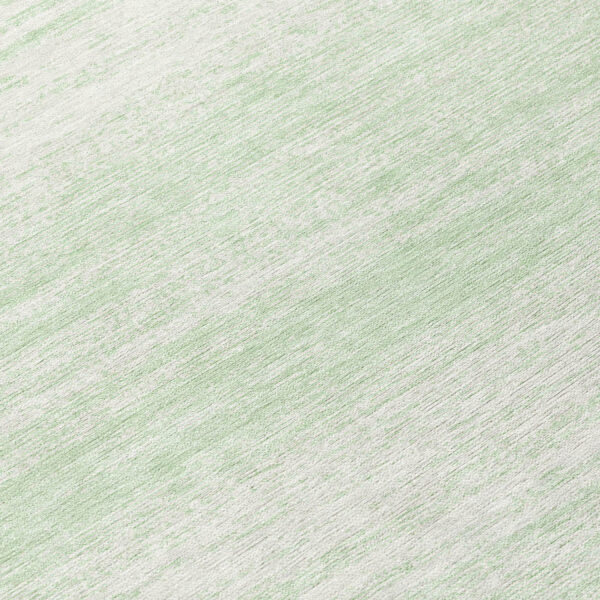 8' Mint Green And Ivory Round Striped Washable Indoor Outdoor Area Rug