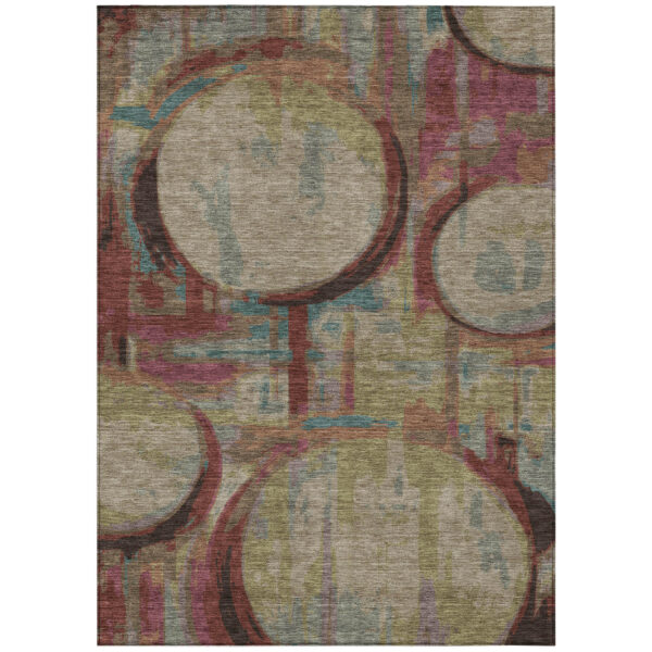 10' X 14' Taupe Beige And Blush Geometric Washable Indoor Outdoor Area Rug