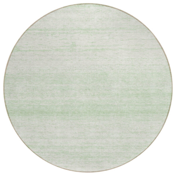 8' Mint Green And Ivory Round Striped Washable Indoor Outdoor Area Rug