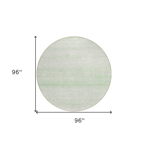 8' Mint Green And Ivory Round Striped Washable Indoor Outdoor Area Rug