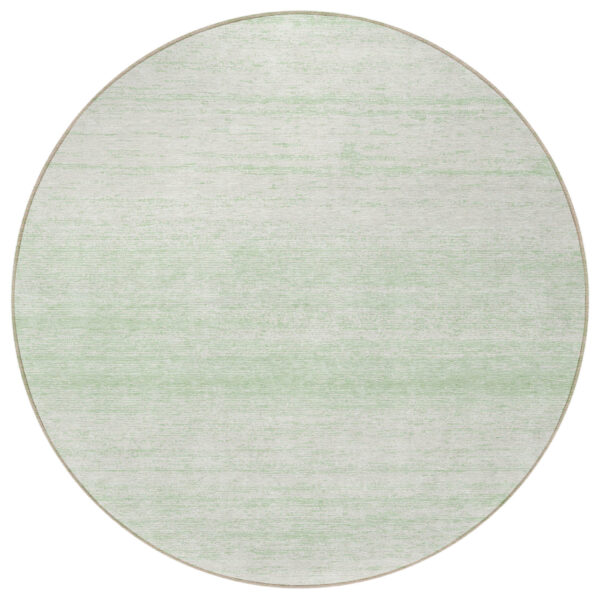 8' Mint Green And Ivory Round Striped Washable Indoor Outdoor Area Rug