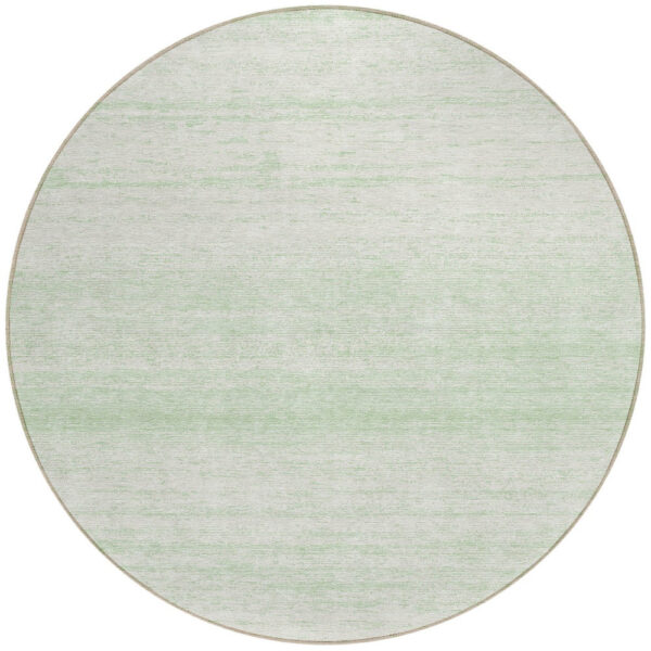 8' Mint Green And Ivory Round Striped Washable Indoor Outdoor Area Rug