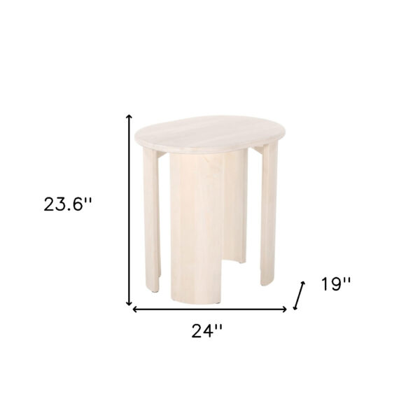 24" Natural Solid Wood Oval End Table