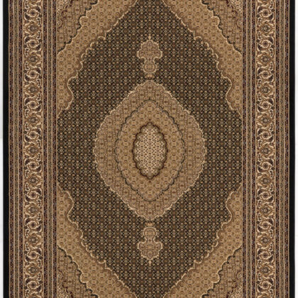 7’ x 9’ Black and Beige Medallion Area Rug