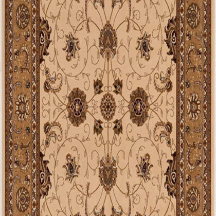2’ x 13’ Cream and Tan Ornate Border Runner Rug
