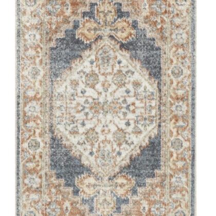 10' Denim Blue Oriental Power Loom Distressed Washable Runner Rug