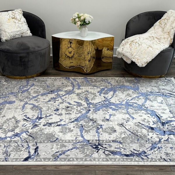 9' x 12' Navy Blue Abstract Area Rug