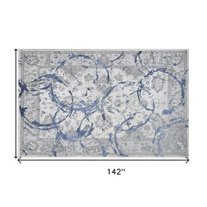 9' x 12' Navy Blue Abstract Area Rug