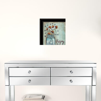 Set Of Two Enjoy The Little Things Or Happiness 2 Black Framed Print Wall Art