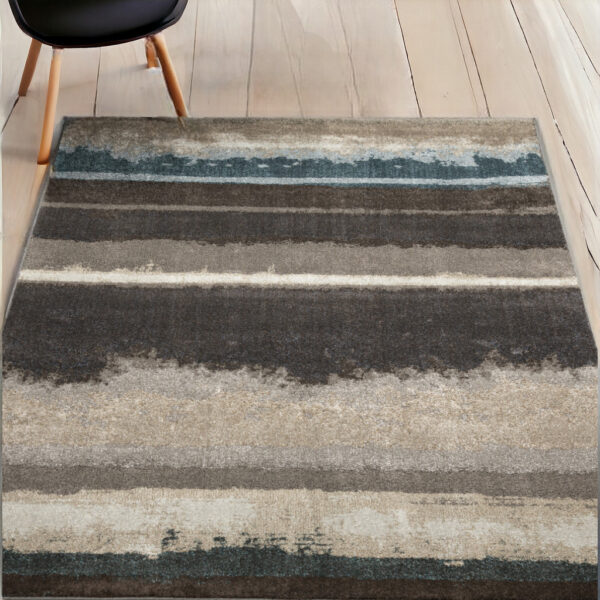 5' x 8' Beige and Brown Abstract Area Rug