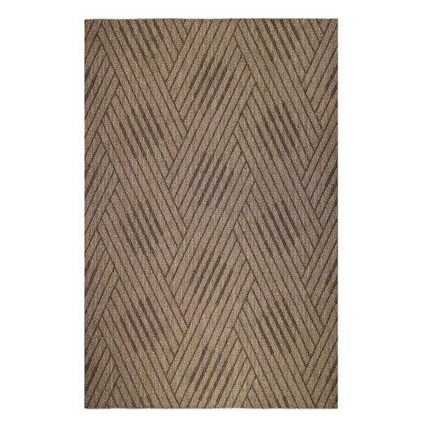 6' x 9' Beige Geometric Stain Resistant Indoor Outdoor Area Rug