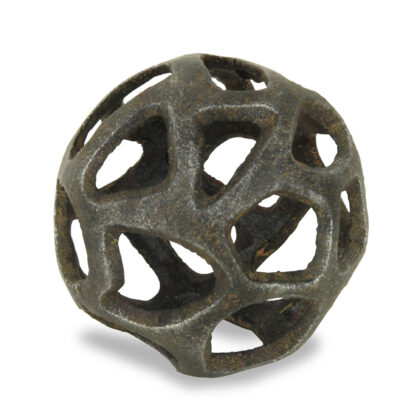 4" Natural Black Cast Iron Abstract Decorative Orb