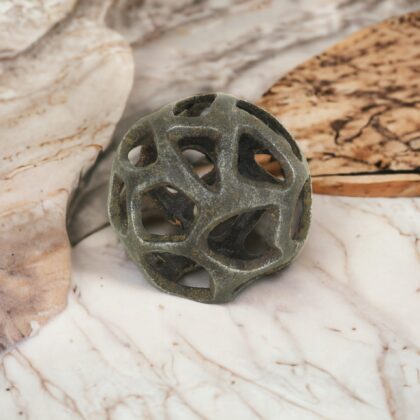 4" Natural Black Cast Iron Abstract Decorative Orb