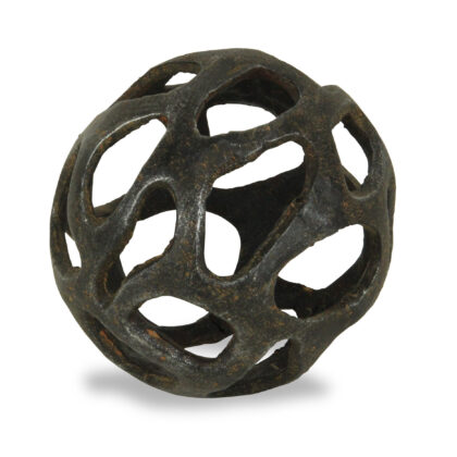 4" Natural Black Cast Iron Abstract Decorative Orb