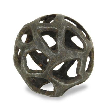 4" Natural Black Cast Iron Abstract Decorative Orb