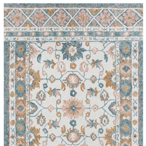 9' x 12' Blue and Ivory Wool Floral Hand Tufted Area Rug