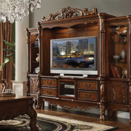 19" Brown Wood Cabinet Enclosed Storage Entertainment Center