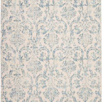 8' x 10' Cream Damask Power Loom Non Skid Area Rug
