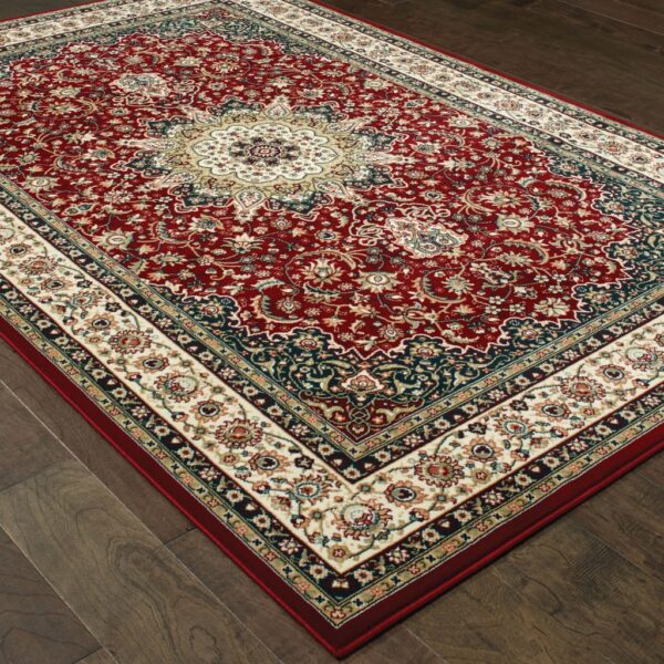 1' X 3' Red Ivory Machine Woven Oriental Indoor Area Rug