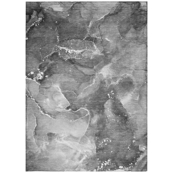 9' X 12' Gray Abstract Washable Non Skid Indoor Outdoor Area Rug