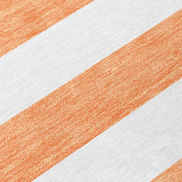 2' X 8' Salmon Striped Washable Indoor Outdoor Runner Rug