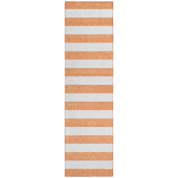 2' X 8' Salmon Striped Washable Indoor Outdoor Runner Rug