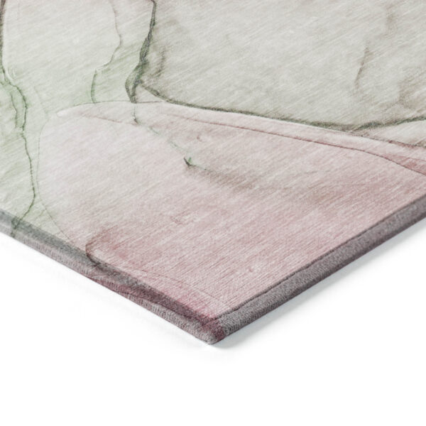 3' X 5' Gray and Pink Abstract Washable Non Skid Indoor Outdoor Area Rug