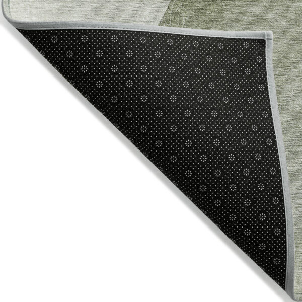 3' X 5' Green Black and Gray Abstract Washable Non Skid Indoor Outdoor Area Rug